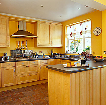 黄色,厨房,木质,地砖