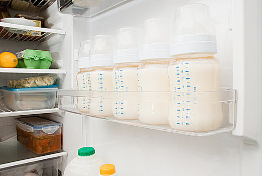 瓶子,胸部,牛奶,冰箱