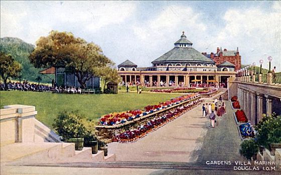 花园,别墅,码头,马恩岛,早,20世纪