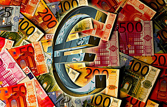 欧元标志,正面,欧元,货币,插画