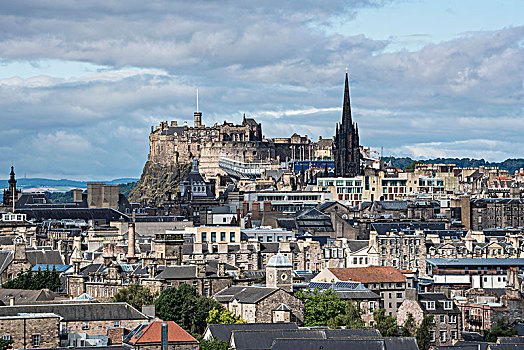 城市全貌,爱丁堡,爱丁堡城堡,苏格兰,英国,欧洲