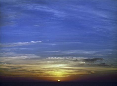 日落,上方,海洋,国家海岸,德克萨斯,美国