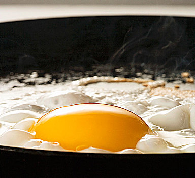 蛋,油炸,煎锅