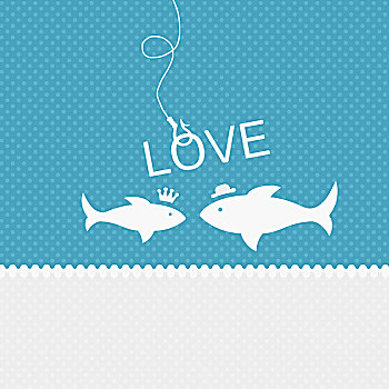 两个,鱼,专注,相爱,概念,插画