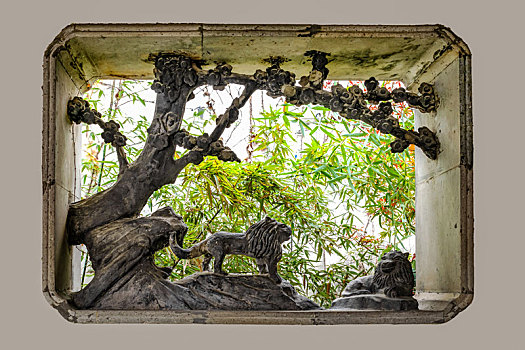 杭州胡雪岩故居雕塑窗