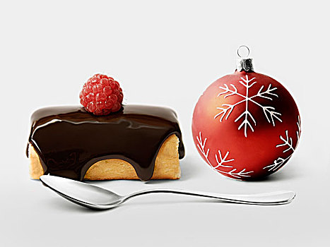 巧克力,树莓,独特,原木,蛋糕,圣诞树球