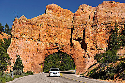 石头,拱形,红色,排列,公路隧道,红峡谷,犹他,美国