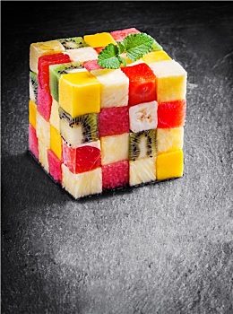 彩色,美食,立方体,块状,新鲜,进口水果