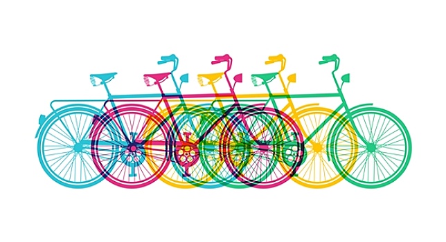 复古,自行车,概念,剪影,彩色