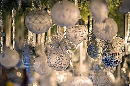 华丽,玻璃,圣诞装饰,圣诞市场,纽伦堡,德国,大幅,尺寸
