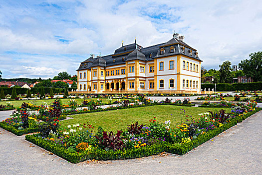 城堡,七彩花圃,在花园,维尔茨堡,下弗兰肯,巴伐利亚,德国