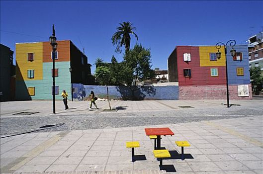 阿根廷,布宜诺斯艾利斯,居民区,彩色,房子,建筑,背景
