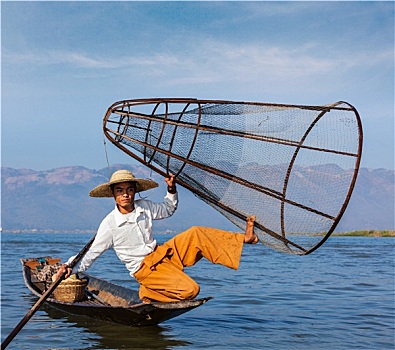 缅甸,渔民,茵莱湖