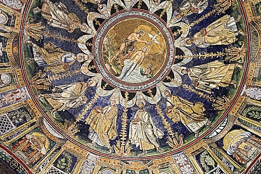 镶嵌图案,洗礼堂,霓虹,东正教,世界遗产,拉文纳,艾米利亚-罗马涅大区,意大利