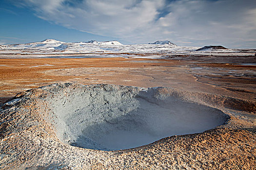火山地貌,喷气孔,冬天,北方,冰岛,欧洲
