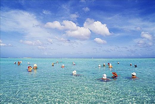 关岛,湾,青绿色,海洋,水,拥挤,游人,戴着,帽子