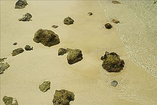 俯拍,石头,海滩,圣安德烈斯岛,哥伦比亚