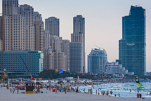 阿联酋,迪拜,码头,海滩,黃昏