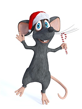 卡通,老鼠,拿着,圣诞糖果