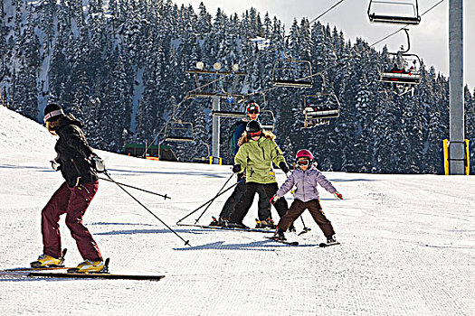 孩子,学习,滑雪,不列颠哥伦比亚省,加拿大