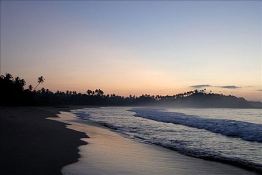 红色天空,早晨,海滩,靠近,印度洋,斯里兰卡,南亚