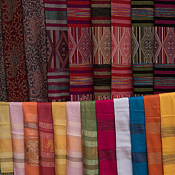 布,围巾,出售,琅勃拉邦,老挝
