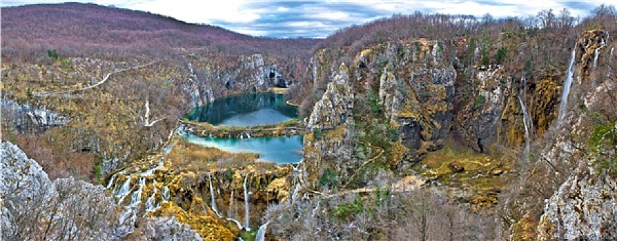 湖,峡谷,全景