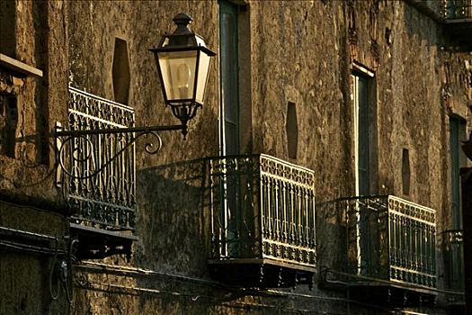 灯笼,露台,建筑外观,逆光,坎帕尼亚区,意大利