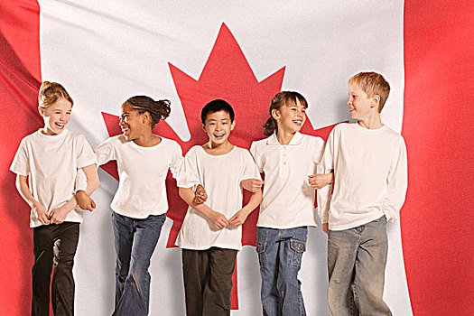 孩子,正面,加拿大国旗