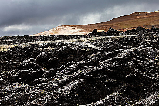 熔岩原,火山,后面,地热,区域,北方,冰岛,欧洲