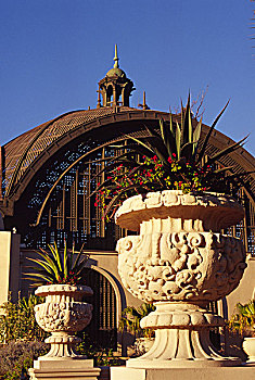 盆栽,正面,建筑,巴尔博亚公园,圣地亚哥,加利福尼亚,美国