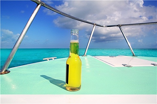啤酒,加勒比,船,船首,甲板,蓝绿色海水
