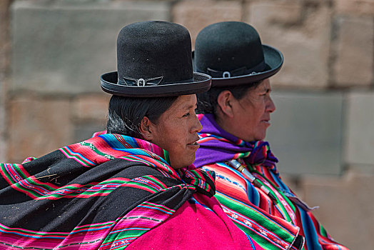 地方特色,女人,特色,国家,衣服,围巾,帽子,帝华纳科,世界遗产,省,玻利维亚,南美