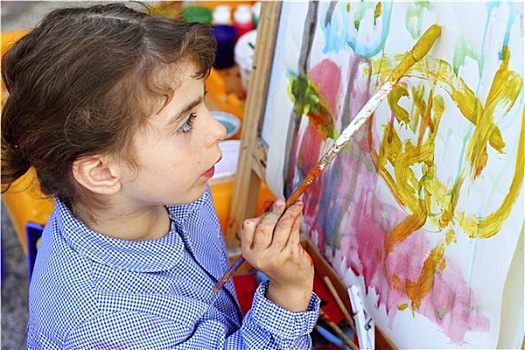 艺术家,小女孩,孩子,绘画,抽象,图片
