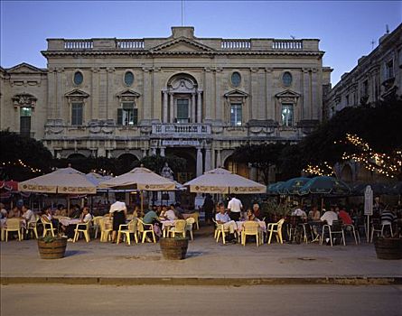 马耳他,瓦莱塔市,咖啡,正面,国家图书馆