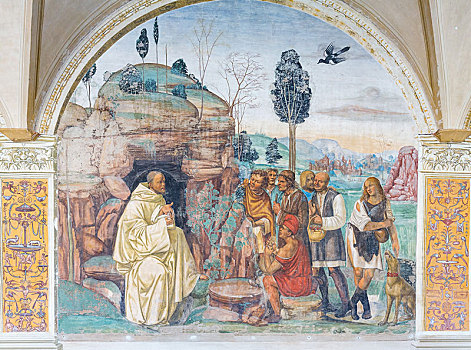 壁画,农民,教堂,蒙特卡罗,马焦雷湖,托斯卡纳,意大利,欧洲