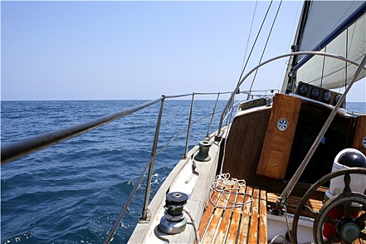 航行,老,帆船,上方,地中海