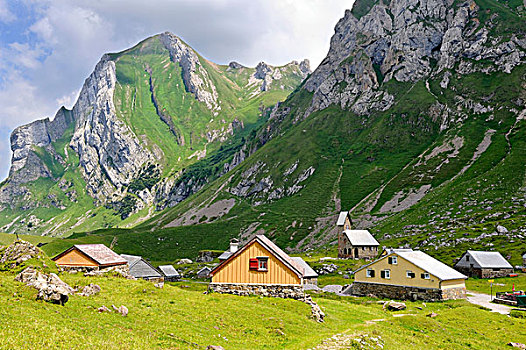 高山,小屋,小村庄,高度,阿彭策尔,阿尔卑斯山,瑞士,欧洲