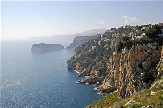 峻岸,地中海,海边风景,自然保护区,白色海岸,阿利坎特,西班牙,欧洲