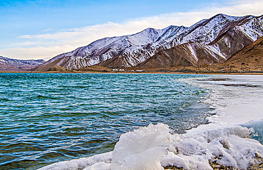 新疆,雪山,蓝天,湖泊,冰块