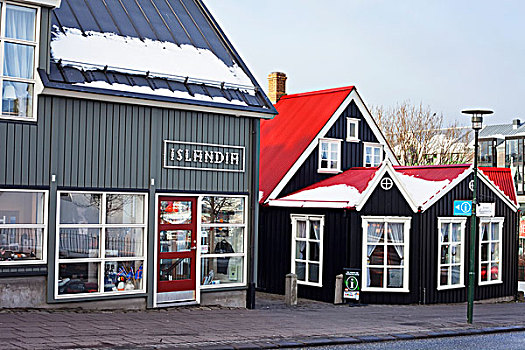 建筑,雪,屋顶,雷克雅未克,冰岛