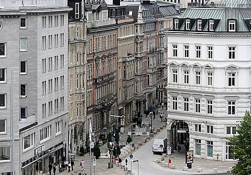 步行街,汉堡市,德国,俯视图