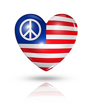 美国,平和,爱情象征,心形,旗帜,象征