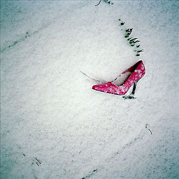 积雪,粉色,鞋