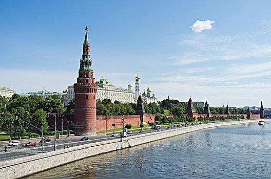 莫斯科,克里姆林宫,风景,石桥,俄罗斯,欧亚大陆