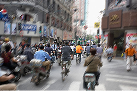 人,摩托车,街上,上海,中国