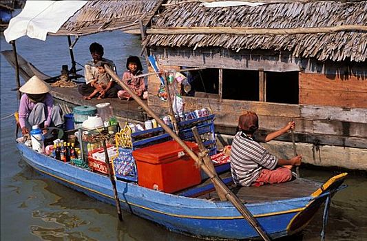 漂浮,杂货店,乡村,湖,树液,区域,柬埔寨