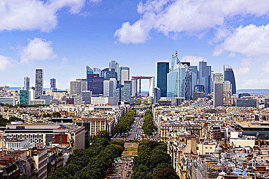 巴黎,天际线,俯视,香榭丽舍大街,法国