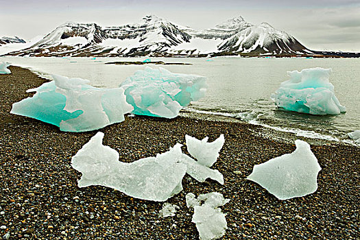 北极,斯瓦尔巴特群岛,浮冰,线条,海滩,风景,南,山,国家公园