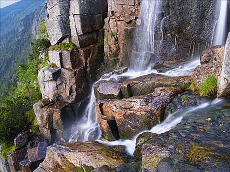 瀑布,国家公园,东方,波希米亚,捷克共和国,欧洲